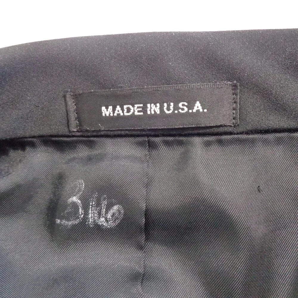Perry Ellis Black Wool Tuxedo Jacket with Satin Peak Lapels Wedding Prom Sz 42 S